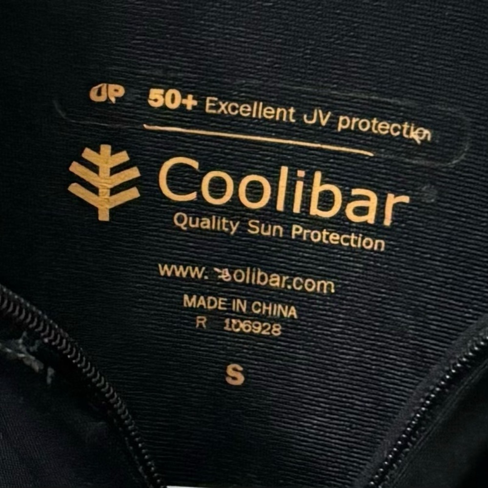 Coolibar SPF 50+ Black White Floral Print Half Zip Rashguard Swim Top Size Small - Picture 7 of 9